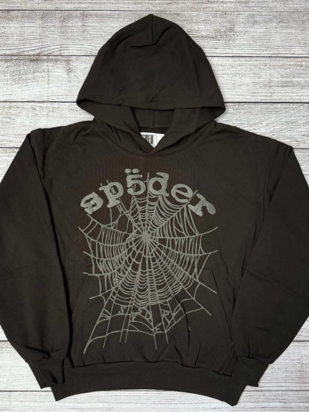 Spyder Black Hoodie with Gray Spiderweb Graphic